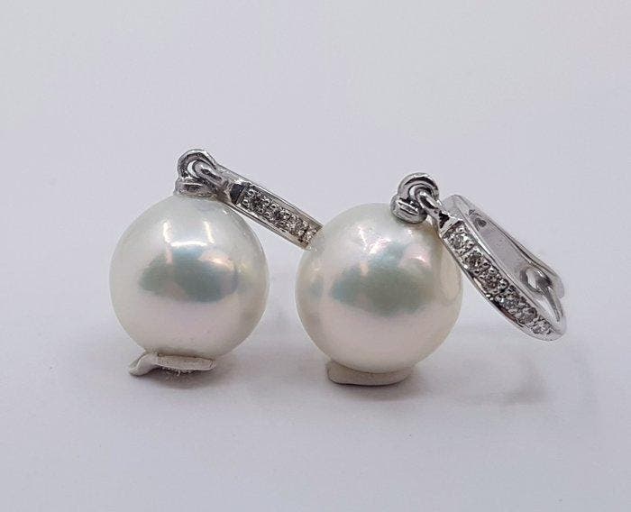 Boucles doreilles - 14 carats Or blanc - 0.09ct. tw. -, Handtassen en Accessoires, Oorbellen