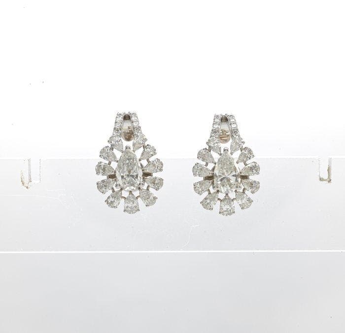 Oorbellen - 14 karaat Witgoud - 4.82ct. tw. Diamant, Handtassen en Accessoires, Oorbellen