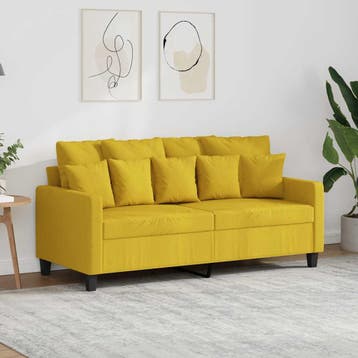 vidaXL Tweezitsbank / zetel 140 cm stof lichtgeel, Verzenden, Nieuw