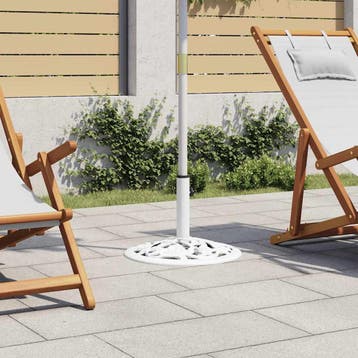 vidaXL Parasolvoet 12 kg 48 cm gietijzer wit, Verzenden