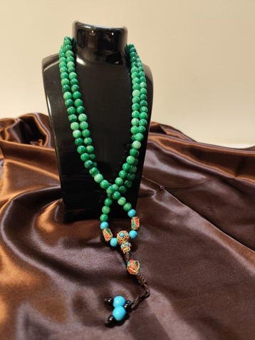 Jade Perles - Mala tibétaine (chapelet bouddhiste)- 109 g -