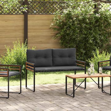 vidaXL Houten Laagbank 114 x 55 x 77 cm Middelgrijs, Verzenden