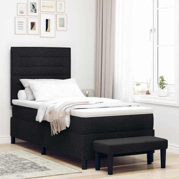 vidaXL Boxspring bed met kussen met hoofdeinde Zwart 90 x, Verzenden, Nieuw