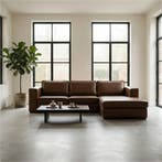 Leren hoekbank Fine - 3 zits + longchair, Huis en Inrichting, Ophalen of Verzenden, Modern, 300 cm of meer, Nieuw