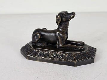 Beeld, Beeld hond - 6.3 cm - Brons