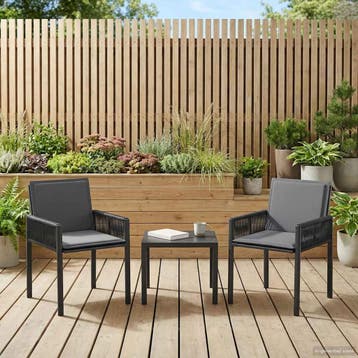 vidaXL Tuinstoelen 2 st Zwart en Donker Grijs poly rattan, Tuin en Terras, Verzenden, Nieuw