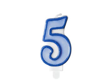 Kaars 5 Jaar Blauw 7cm, Verzenden, Nieuw