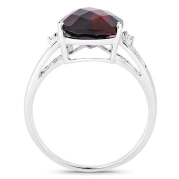 Ring - 14 karaat Witgoud - 5.60ct. tw. Granaat - Diamant -