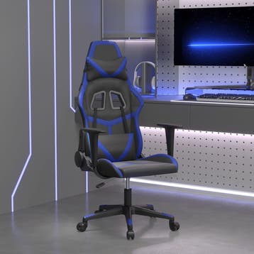 vidaXL Massage gamestoel kunstleer zwart en blauw, Verzenden