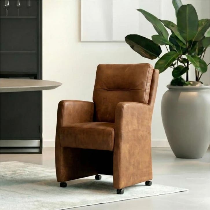 Leren eetkamerstoel Sharp, Huis en Inrichting, Stoelen, Nieuw, Leer, Ophalen of Verzenden