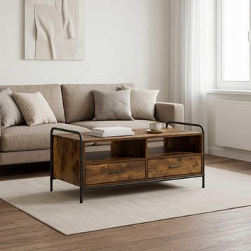 vidaXL Salontafel Gerookt eiken 99,5 x 49 x 46 cm Bewerkt, Verzenden