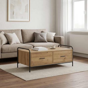 vidaXL Salontafel Artisanaal eiken 99,5 x 49 x 41 cm Bewerkt, Verzenden
