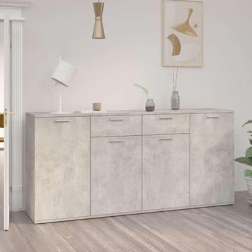 vidaXL Dressoir 160x36x75 cm bewerkt hout betongrijs, Verzenden, Nieuw