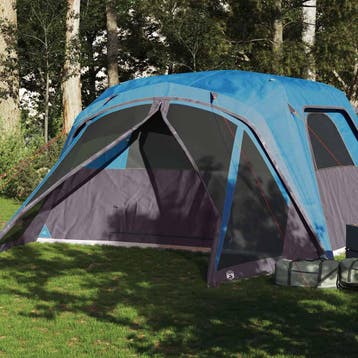 vidaXL Gezinstent met luifel 6-persoons waterdicht blauw, Caravanes & Camping, Verzenden