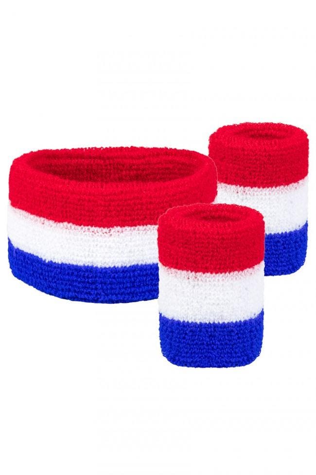 Kind Zweetbandjes Set Rood Wit Blauw Koningsdag Kinder Hoofd, Kleding | Dames, Carnavalskleding en Feestkleding, Nieuw, Ophalen of Verzenden