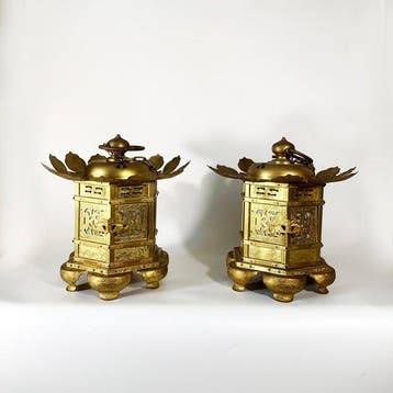 Lamp (2) - verguld brons - vergulde bronzen lantaarns
