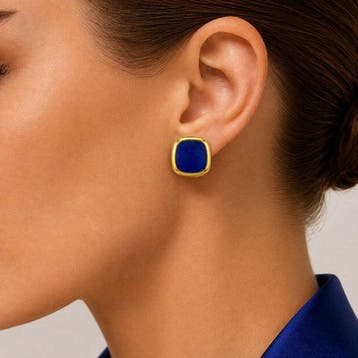 Oorbellen - 18 karaat Geel goud, 18k geelgoud lapis lazuli, Nieuw