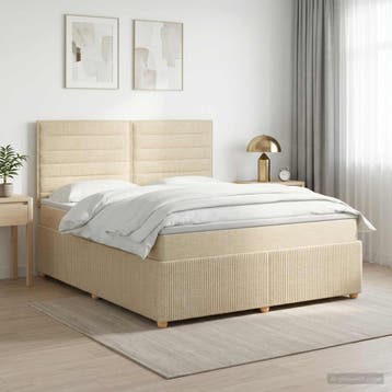 vidaXL Boxspringbed met matras Crèmekleurig 140 x 200 cm, Verzenden