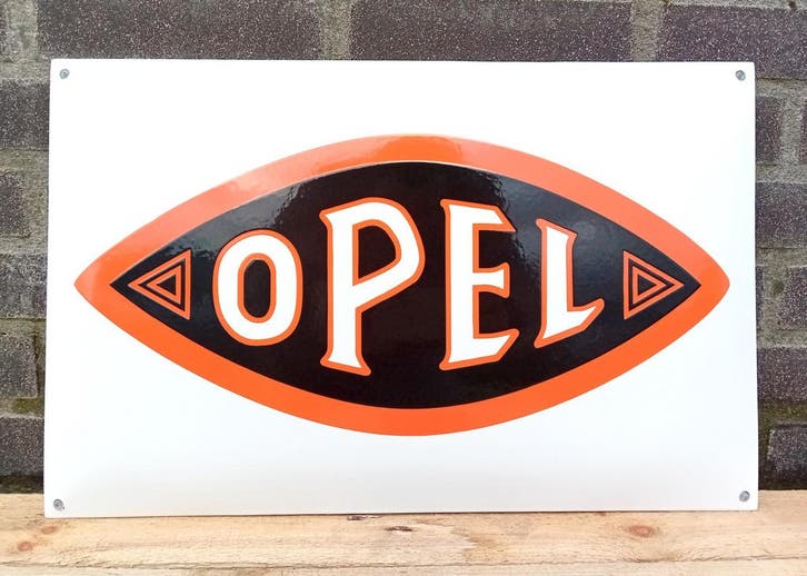 Opel emaille oranje, Verzamelen, Merken en Reclamevoorwerpen, Verzenden