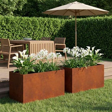 vidaXL Plantenbak 2 st Roestkleurig 100 x 50 x 50 cm, Verzenden