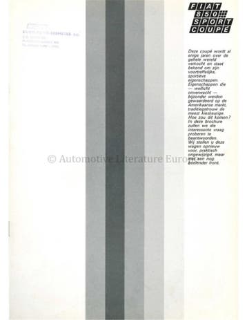 1970 FIAT 850 SPORT COUPÉ BROCHURE NEDERLANDS, Ophalen of Verzenden
