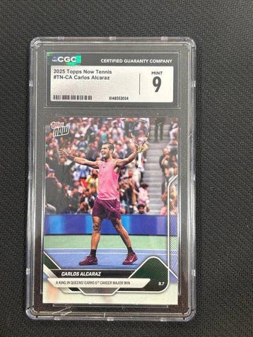 2025, 2026 Topps Topps Now Carlos Alcaraz Carte dédicacée,