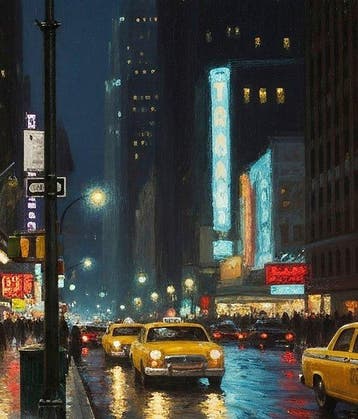 Le Yack - Rainy Night on Broadway - Hand-signed, Antiek en Kunst
