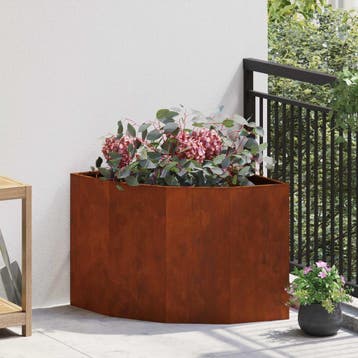 vidaXL Hoek Plantenbak Roestkleurig 60 x 60 x 50 cm weervast, Jardin & Terrasse, Pots de fleurs, Verzenden