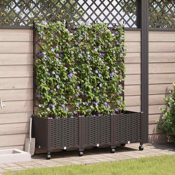 vidaXL Tuinsteker met schutting en wielen 3 st Bruin 120 x, Verzenden