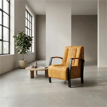 Leren fauteuil Glamour - Kenia Cognac (cognac), Ophalen of Verzenden