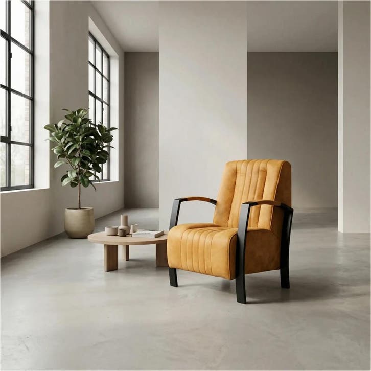 Leren fauteuil Glamour - Kenia Cognac (cognac), Huis en Inrichting, Fauteuils, 50 tot 75 cm, 75 tot 100 cm, Nieuw, Leer, Ophalen of Verzenden