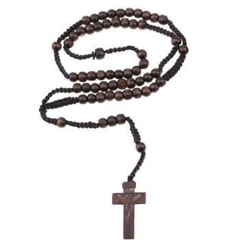 Fako Bijoux - Ketting - Rozenkrans - Hout - Donkerbruin, Verzenden