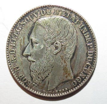 Belgisch-Congo. Leopold II. 2 Francs 1887 (Zonder