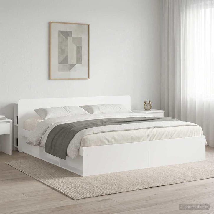 vidaXL Hoofdeinde Kast met opslag Wit Bewerkt hout, Maison & Meubles, Chambre à coucher | Lits, Envoi