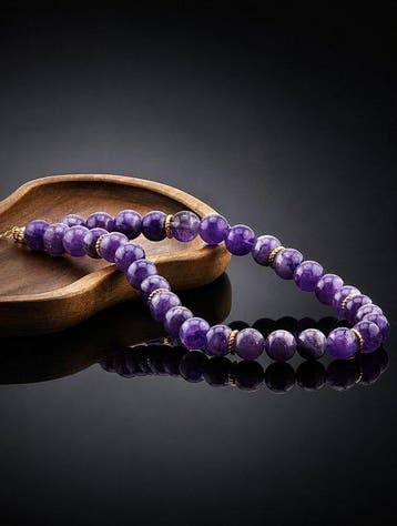 Natuurlijke amethistketting - goudverguld 925 zilver - groot
