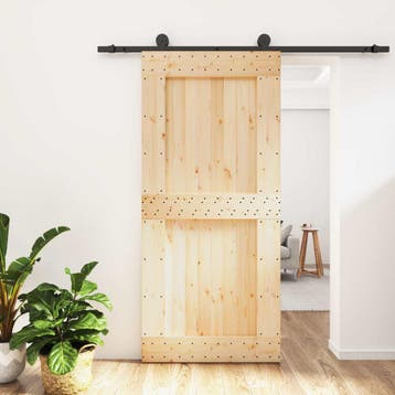 vidaXL Schuifdeur 95 x 210 cm Massief Pine Hout, Doe-het-zelf en Bouw, Deuren en Vliegenramen, Verzenden, Nieuw