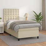 vidaXL Boxspring met matras kunstleer crèmekleurig 90x200 cm, Verzenden, Nieuw