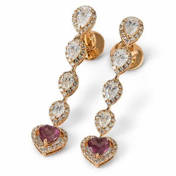 Cocktail oorbellen - 14 karaat Geel goud - 3.46ct. tw.