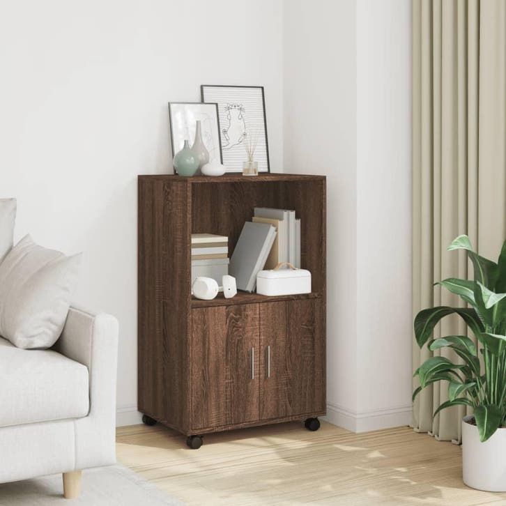vidaXL Rolkast 55x40x91 cm bewerkt hout bruin eikenkleurig, Huis en Inrichting, Kasten | Dressoirs, Nieuw, Verzenden