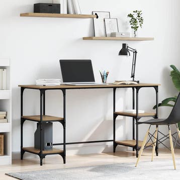 vidaXL Bureau Artisan Eiken Bewerkt hout 140 x 50 x 75 cm, Verzenden