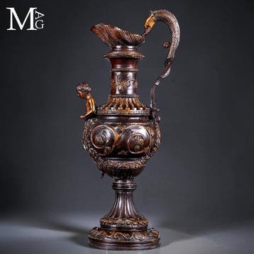 Franse Neo-Renaissance bronzen kruik – mythologische