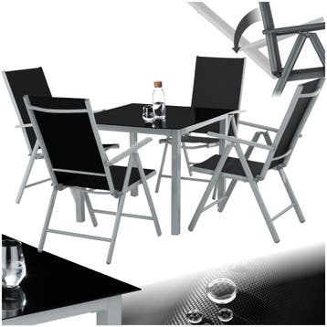Aluminium zitgroep 4+1 - zilver, Tuin en Terras, Verzenden, Nieuw