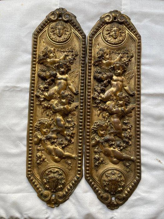 Antiek Deurbeslag - Circa 1900 - Gelijk paar, massief, Antiek en Kunst, Antiek | Overige Antiek