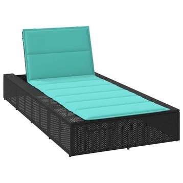 vidaXL Ligbed met zwevend kussen poly rattan zwart, Tuin en Terras, Verzenden, Nieuw