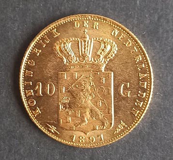 Nederland. Wilhelmina. 10 Gulden 1897, Postzegels en Munten