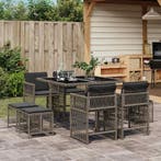vidaXL 9-delige Tuinset met kussens poly rattan grijs, Verzenden, Nieuw, Tuinset
