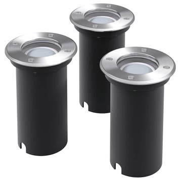 vidaXL LED-Grondspots buiten 3 stuks rond, Tuin en Terras, Verzenden, Nieuw