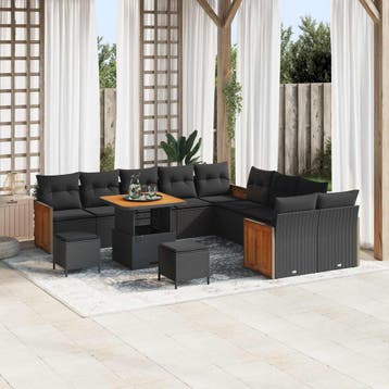 vidaXL Tuinbank Set 13 st 13-Aantal zitplaatsen Zwart, Tuin en Terras, Verzenden, Nieuw