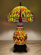 Tiffany stijl tafellamp Studio - Dark Green Dragonfly met 2