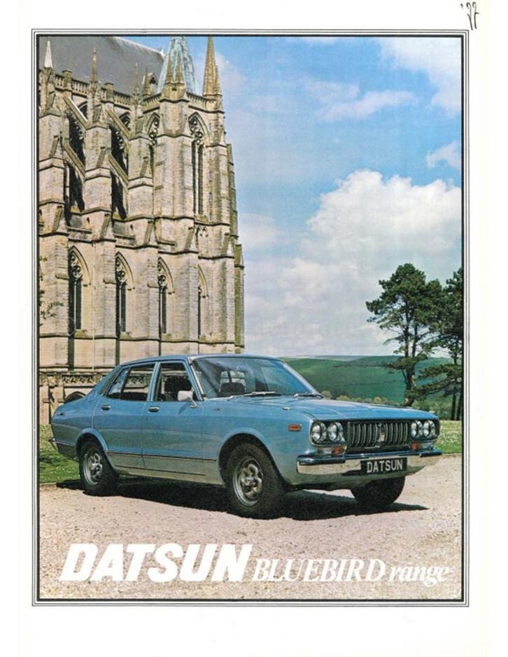 1977 DATSUN BLUEBIRD MKII PROGRAMMA BROCHURE ENGELS (USA), Boeken, Auto's | Folders en Tijdschriften